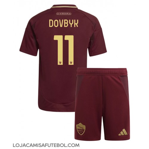 Camisa de Futebol AS Roma Artem Dovbyk #11 Equipamento Principal Infantil 2024-25 Manga Curta (+ Calças curtas)